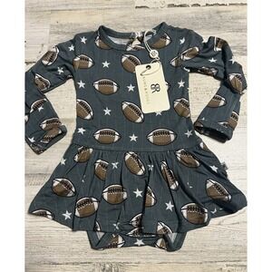 New Bums And Roses Bamboo Football Skirted Dress 3-6m